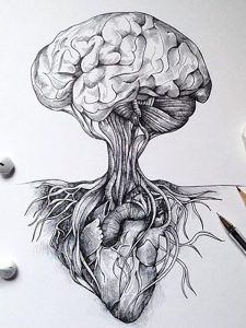 نقاشی با خودکار آلفردو باشا طرح ریشه مغز