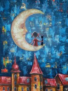 نقاشی های زیبای جیری پتر دختر و ماه