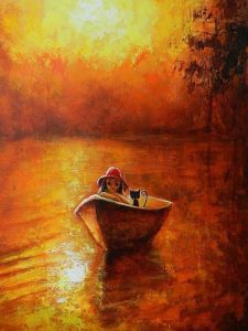 نقاشی های زیبای جیری پتر قایقی در آب