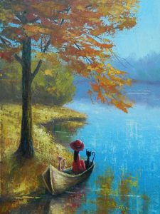نقاشی های زیبای جیری پتر درخت و قایق