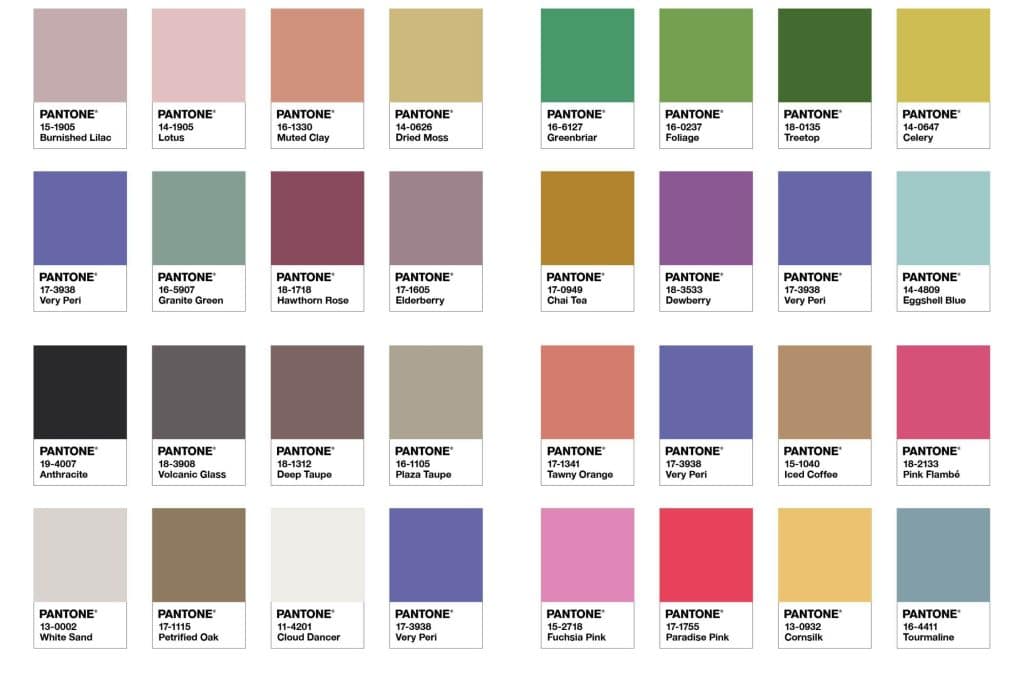 پالت رنگی شرکت پنتون برای رنگ سال 1401 و 2022