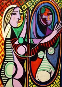 نقاشی دختری مقابل آینه پیکاسو