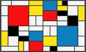 نقاشی ترکیب قرمز، آبی، زرد اثر پیت موندریان - انتزاعی